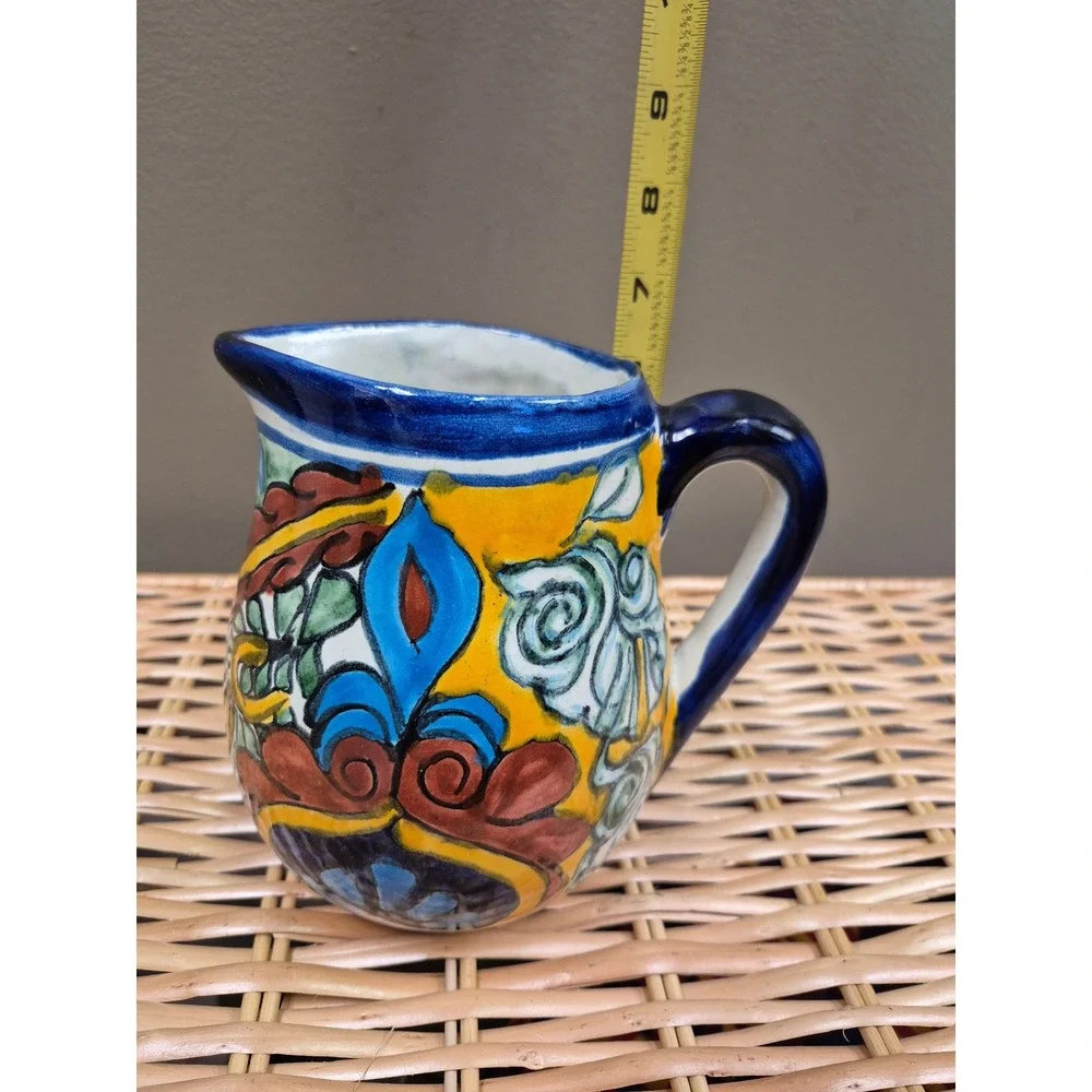 Mexican Talavera Style Pottery Pitcher 6